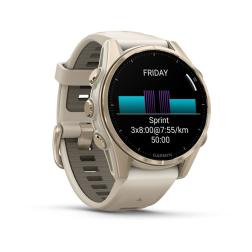 Часы Garmin Fenix 8 43mm Amoled Sapphire золотистый корпус, дымчато-серый ремешок (010-02903-11)