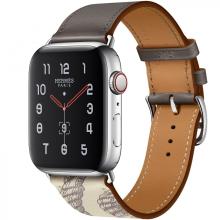 Apple Watch Hermes Series 5, 44mm Stainless Steel Case with Etain Beton Swift Leather Single Tour