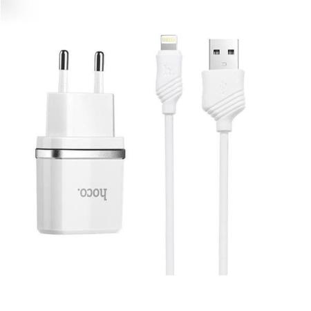 Dual СЗУ Hoco С12 2.4 A + кабель для iPhone Lightning (white) Dual СЗУ Hoco С12 2.4 A + кабель для iPhone Lightning (white)