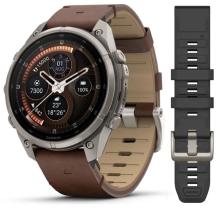 Умные часы Garmin Fenix 9 Pro AMOLED 47мм inReach, Titanium with Walnut Leather Band (010-04336-41)