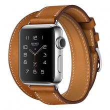 Apple Watch Hermes Series 2 38mm Stainless Steel Case with Fauve Barenia Leather Double Tour