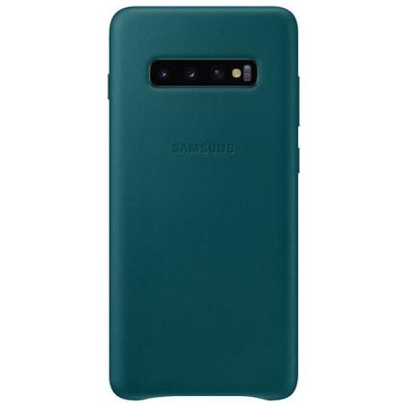 Кожаный чехол Leather Cover Samsung S10 Plus зеленый