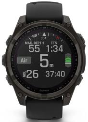 Умные часы Garmin Fenix 8 47mm Solar, Sapphire, титановый угольно-серый DLC с черным ремешком (010-02906-11)
